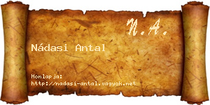 Nádasi Antal névjegykártya